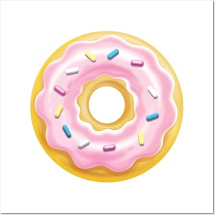 Pink donut Posters and Art